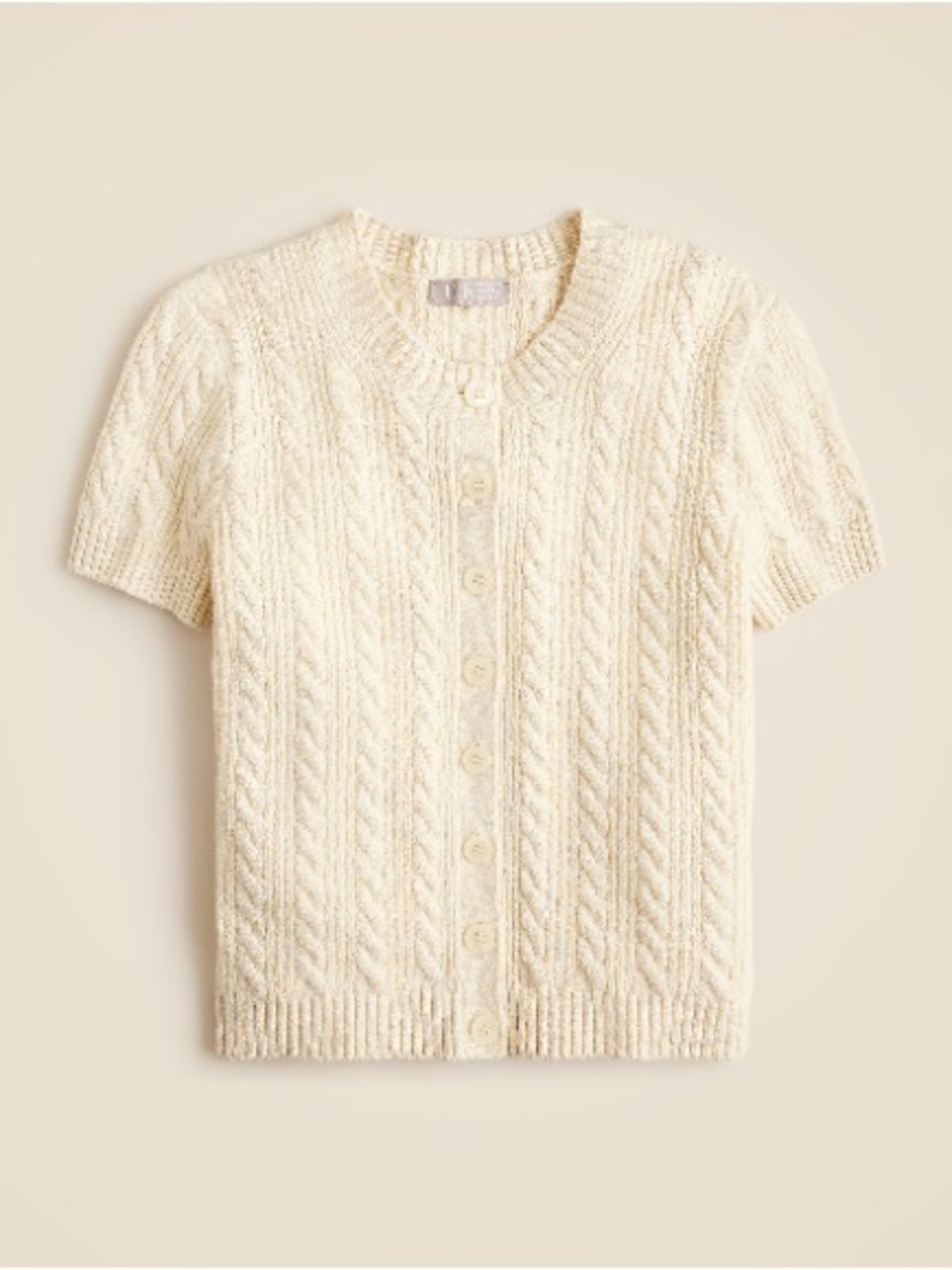 J. Crew Cream Cable Knit Short-Sleeve Cardigan